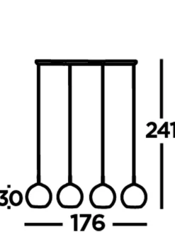Searchlight Hängeleuchte 4-flammig Schwarz Rauchgrau E27 Glas Retro< Hängelampen|Feuchtraumleuchten