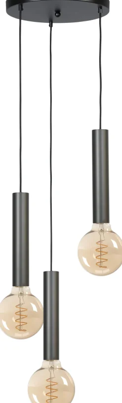 Masterlight Hängeleuchte 3-flammig Schwarz Metall verstellbar für E27< Wohnzimmerlampen|Esszimmer Lampen