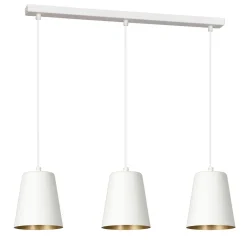 Hängelampen|Esszimmer Lampen*Emibig Hängeleuchte 3-flammig Weiß Gold höhenverstellbar