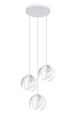 Hängelampen|Wohnzimmerlampen*Sollux Hängeleuchte 3-flammig Weiß Metall verstellbar E27