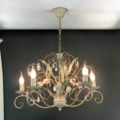 Luminex Hängeleuchte Floral Ø62cm 5-flmg< Glaslampen|Florale Lampen