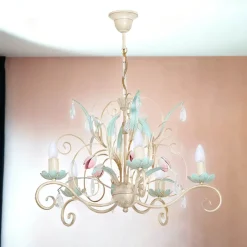 Luminex Hängeleuchte Floral Ø62cm 5-flmg< Glaslampen|Florale Lampen