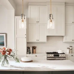 Elstead Hängeleuchte Glas 18 cm breit H: max. 141,6 cm verstellbar< Hängelampen|Bürolampen