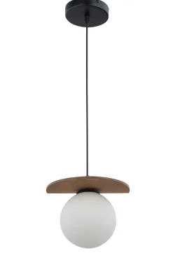 Sigma Hängeleuchte Glas Holz Kugel Ø14 cm bis 0,8 m blendarm< Hängelampen|Kugellampen