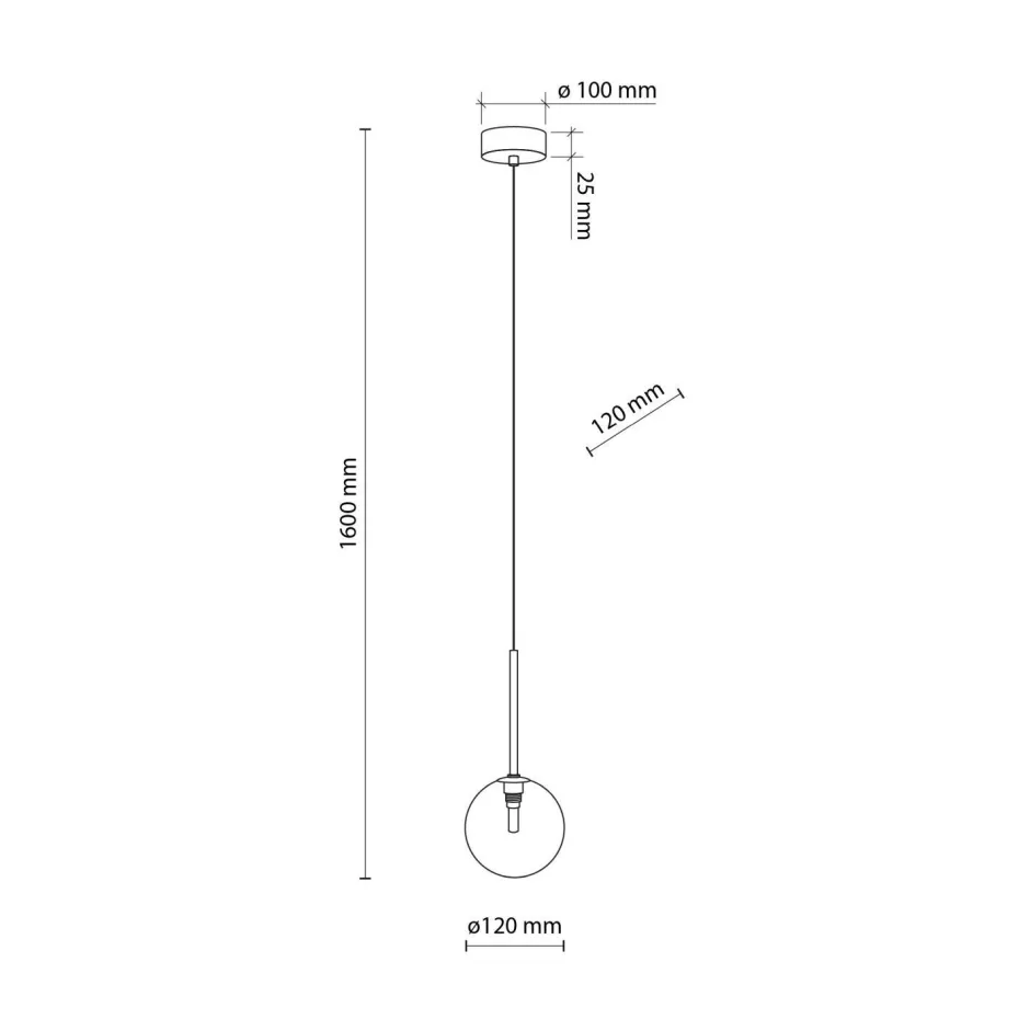 Hängelampen|Esszimmer Lampen*TK Lighting Hängeleuchte Glas Kugel Ø 12 cm schmal höhenverstellbar