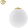 Sollux Hängeleuchte Glas Kugel Ø 30 cm E27 Weiß Gold BIANCO< Hängelampen|Wohnzimmerlampen