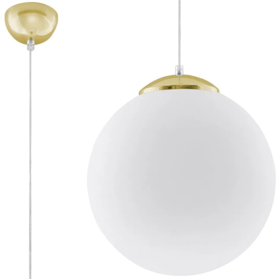 Sollux Hängeleuchte Glas Kugel Ø 30 cm E27 Weiß Gold BIANCO< Hängelampen|Wohnzimmerlampen