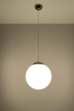 Sollux Hängeleuchte Glas Kugel Ø 30 cm E27 Weiß Gold BIANCO< Hängelampen|Wohnzimmerlampen