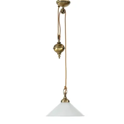 Glaslampen|Metall Lampen*Giovanni Battista Hängeleuchte Glas Messing massiv verstellbar E27