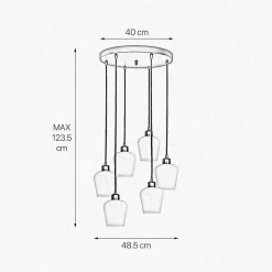 Giovanni Battista Hängeleuchte Glas Messing Eisen 48,5 cm 6x E27 Weiß Schwarz< Hängelampen|Bürolampen