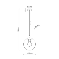 TK Lighting Hängeleuchte Glas Metall Ø 30 cm rund E27 Kugel H: max. 1,7 m< Hängelampen|Esszimmer Lampen