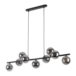 Kugellampen|Moderne Lampen*TK Lighting Hängeleuchte Glas Metall 116 cm breit Schwarz Graphit