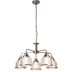 Wohnzimmerlampen|Glaslampen*Searchlight Hängeleuchte Glas Metall Ø 58 cm in Silber Klar 5x E27