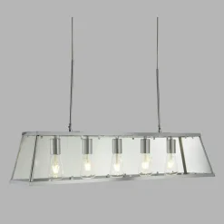 Hängelampen|Esszimmer Lampen*Searchlight Hängeleuchte Glas Metall B: 90 cm 5x E27 Chrom Klar