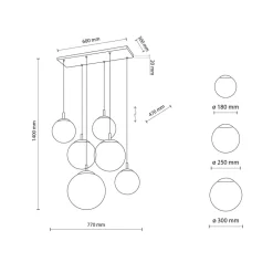 TK Lighting Hängeleuchte Glas Metall L: 77 cm H: max. 140 cm 6x E27< Hängelampen|Esszimmer Lampen