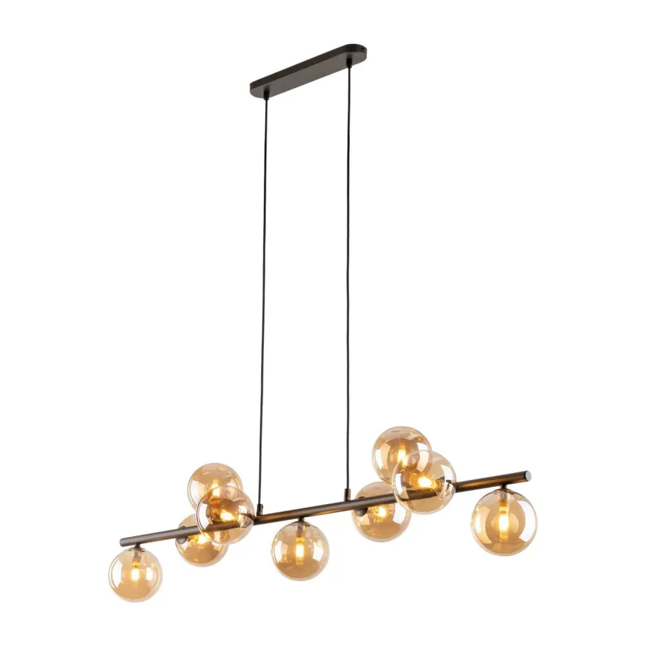 TK Lighting Hängeleuchte Glas Metall L: 116 cm Braun Bernstein 9x G9< Hängelampen|Bürolampen