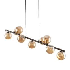 TK Lighting Hängeleuchte Glas Metall L: 116 cm Braun Bernstein 9x G9< Hängelampen|Bürolampen