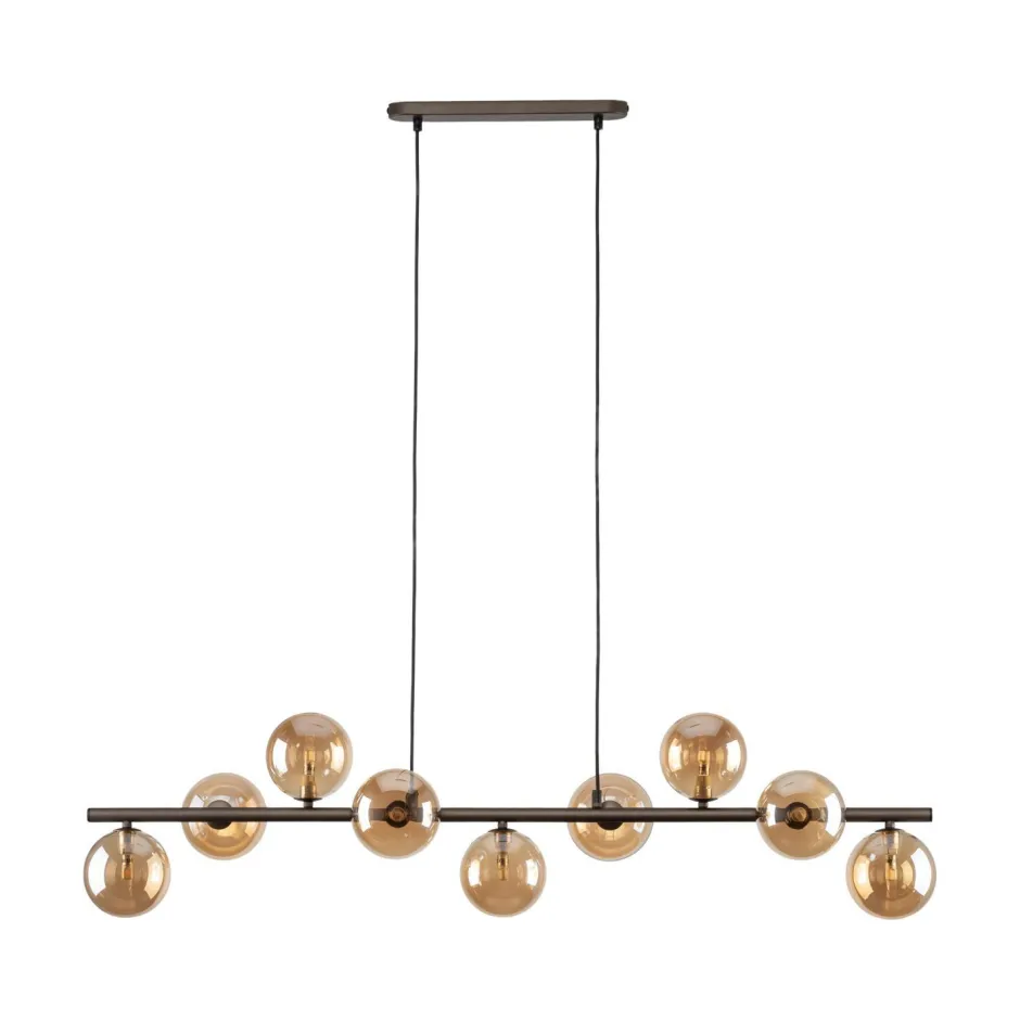 TK Lighting Hängeleuchte Glas Metall L: 116 cm Braun Bernstein 9x G9< Hängelampen|Bürolampen