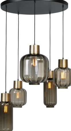 Glaslampen|Wohnzimmerlampen*Masterlight Hängeleuchte Glas Metall Schwarz Gold Esszimmer