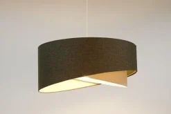 BPS Koncept Hängeleuchte Grau Creme E27 rund D: 45 cm Stoffschirm< Hängelampen|Bürolampen