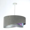 Hängelampen|Bürolampen*BPS Koncept Hängeleuchte Grau Lila Silber Ø 50 cm Velours Optik Stoff