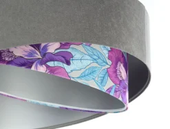 Hängelampen|Bürolampen*BPS Koncept Hängeleuchte Grau Lila Silber Ø 50 cm Velours Optik Stoff