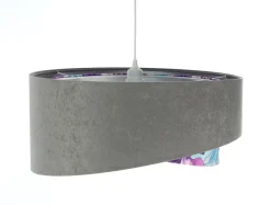 Hängelampen|Bürolampen*BPS Koncept Hängeleuchte Grau Lila Silber Ø 50 cm Velours Optik Stoff