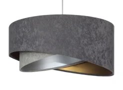 Hängelampen|Bürolampen*BPS Koncept Hängeleuchte Grau Silber Gold Ø 50 cm Stoffschirm