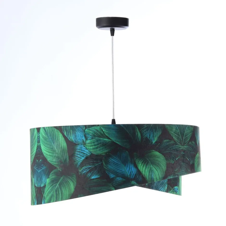 BPS Koncept Hängeleuchte Grün Gold E27 Ø 50 cm Tropical Print Stoff< Hängelampen|Bürolampen