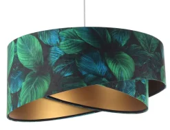 BPS Koncept Hängeleuchte Grün Gold E27 Ø 50 cm Tropical Print Stoff< Hängelampen|Bürolampen