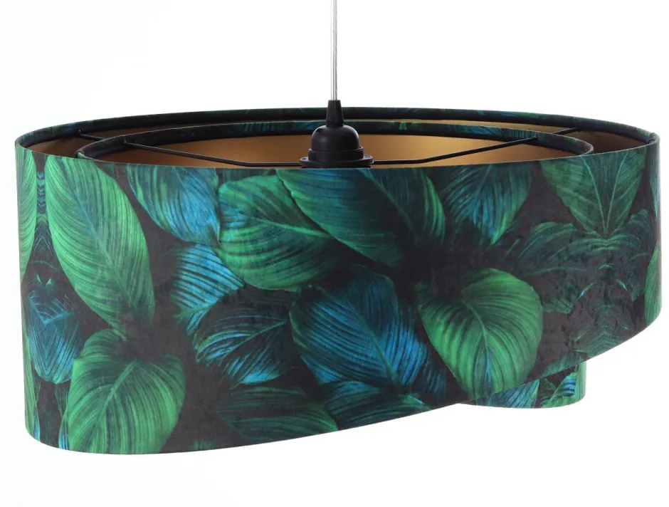 BPS Koncept Hängeleuchte Grün Gold E27 Ø 50 cm Tropical Print Stoff< Hängelampen|Bürolampen