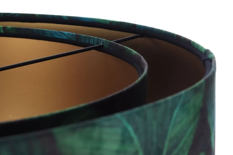 BPS Koncept Hängeleuchte Grün Gold E27 Ø 50 cm Tropical Print Stoff< Hängelampen|Bürolampen