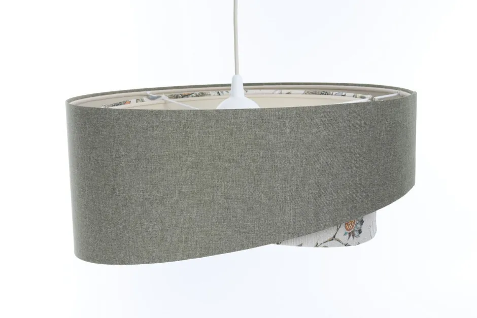 BPS Koncept Hängeleuchte Grün Weiß Floral E27 rund D: 60 cm Stoffschirm< Hängelampen|Bürolampen