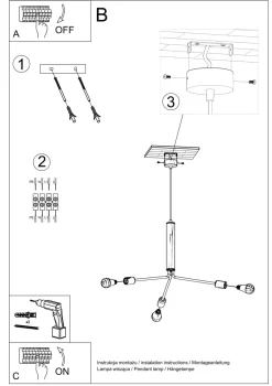 Sollux Hängeleuchte Hängelampe Metall 3-flammig E27 Schwarz< Hängelampen|Wohnzimmerlampen