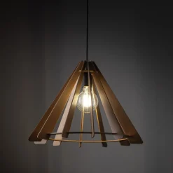 Hängelampen|Esszimmer Lampen*TK Lighting Hängeleuchte Holz E27 Ø 50 cm H: max. 160 cm verstellbar