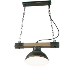 Hängelampen|Esszimmer Lampen*Luminex Hängeleuchte Holz Metall E27 in Kupfer Antik HAKON