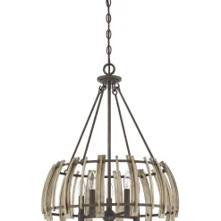 Hängelampen|Holzlampen*Elstead Hängeleuchte Holz Metall in Natur Schwarz antik Ø52cm