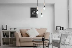 Hängelampen|Bürolampen*Belis Hängeleuchte Holz Metall Schwarz E27 3-flammig wohnlich