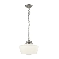Searchlight Hängeleuchte IP44 E27 D: 30 cm in Silber matt Weiß Glas< Hängelampen|Wohnzimmerlampen