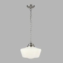 Searchlight Hängeleuchte IP44 E27 D: 30 cm in Silber matt Weiß Glas< Hängelampen|Wohnzimmerlampen