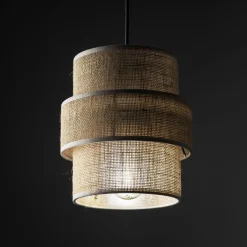 Hängelampen|Esszimmer Lampen*TK Lighting Hängeleuchte Jute Metall Ø 20 cm E27 Boho Design GREET