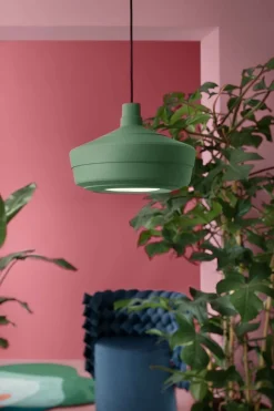 Wohnzimmerlampen|Keramiklampen*Ferroluce Hängeleuchte Keramik D: 36 cm H: max. 146 cm Dunkelgrün