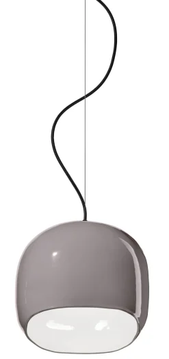 Ferroluce Hängeleuchte Keramik E27 H: max. 150 cm Grau rund Retro< Wohnzimmerlampen|Keramiklampen