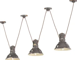 Ferroluce Hängeleuchte Keramik E27 Taupe Shabby Antik 3-flammig< Wohnzimmerlampen|Keramiklampen