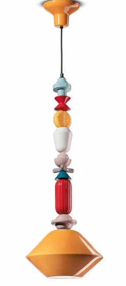 Ferroluce Hängeleuchte Keramik Gelb Bunt E27 Retro SILVIA< Wohnzimmerlampen|Keramiklampen