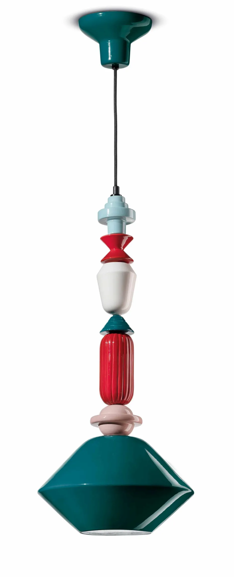 Wohnzimmerlampen|Keramiklampen*Ferroluce Hängeleuchte Keramik Handarbeit Ø 31 cm E27 Petrol Bunt