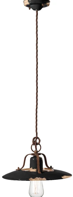 Wohnzimmerlampen|Keramiklampen*Ferroluce Hängeleuchte Keramik Metall E27 rund D: 30 cm Vintage