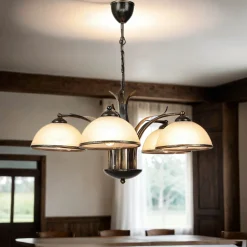 Luminex Hängeleuchte KORFU in Messing Antik 5-flmg< Hängelampen|Esszimmer Lampen