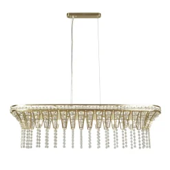 Searchlight Hängeleuchte Kristall B: 100 cm in Messing Klar 8x G9 Art Déco< Hängelampen|Bürolampen