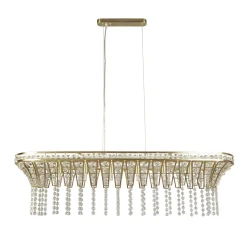 Searchlight Hängeleuchte Kristall B: 100 cm in Messing Klar 8x G9 Art Déco< Hängelampen|Bürolampen